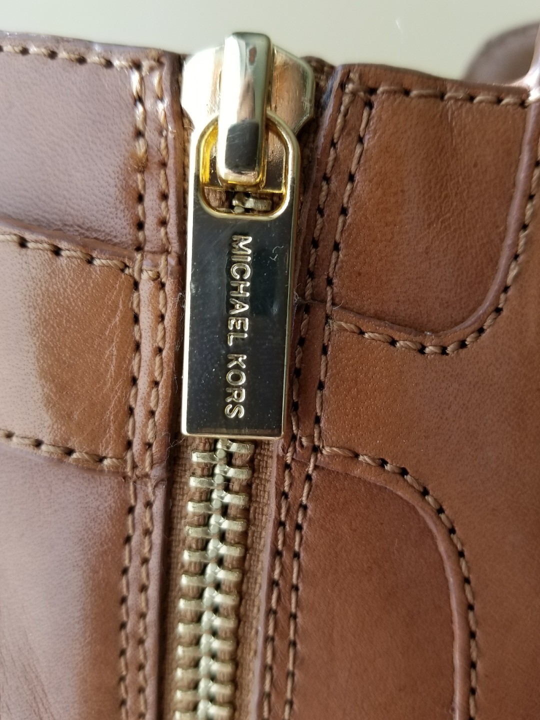 MICHAEL KORS WYATT GOLD MK LOGO ZIPPER ANKLE BOOTS US 9.5 10 11 I LOVE SHOES