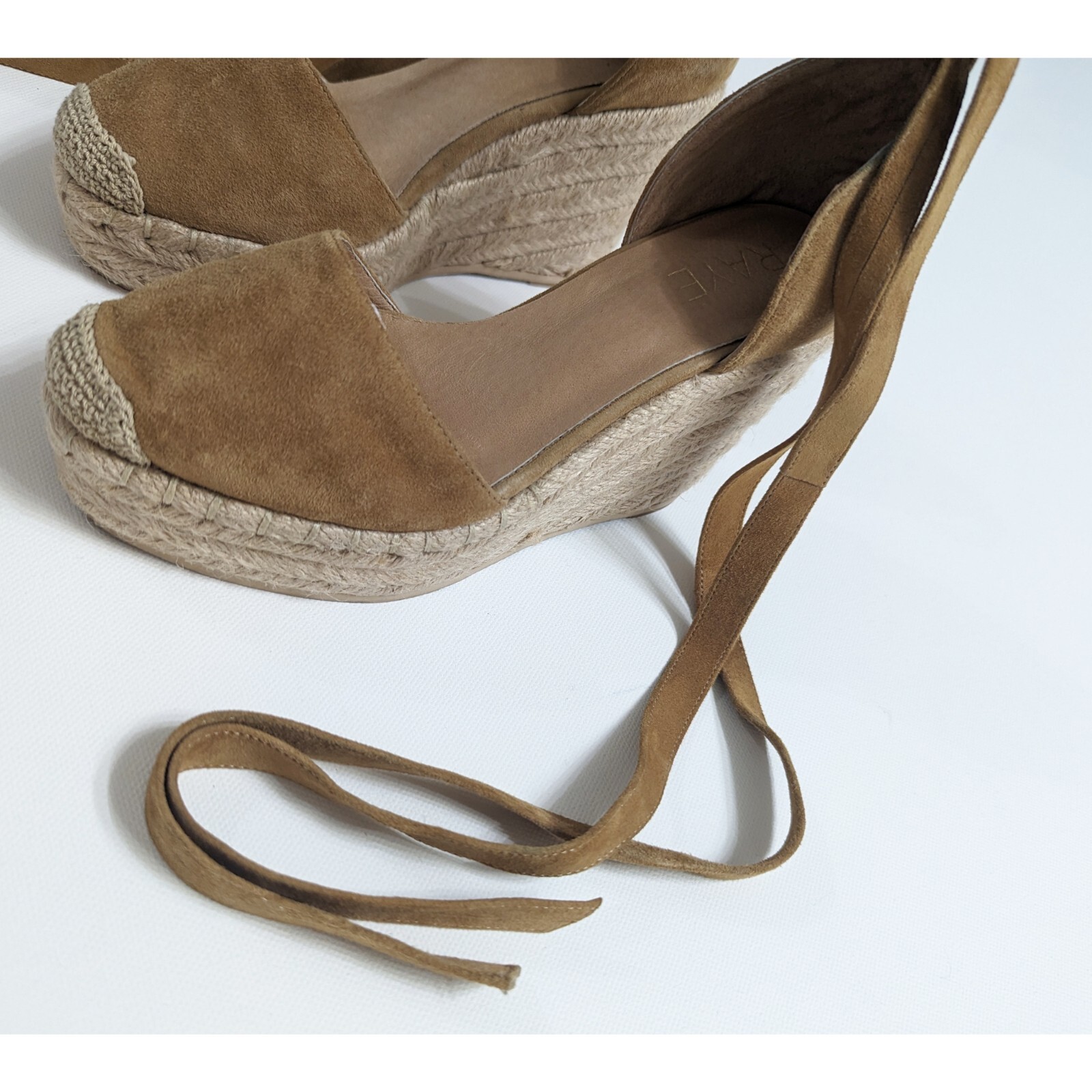 RAYE Dahlia Suede Leather Lace Up Wedge Platform Espadrilles Women’s Size 5.5