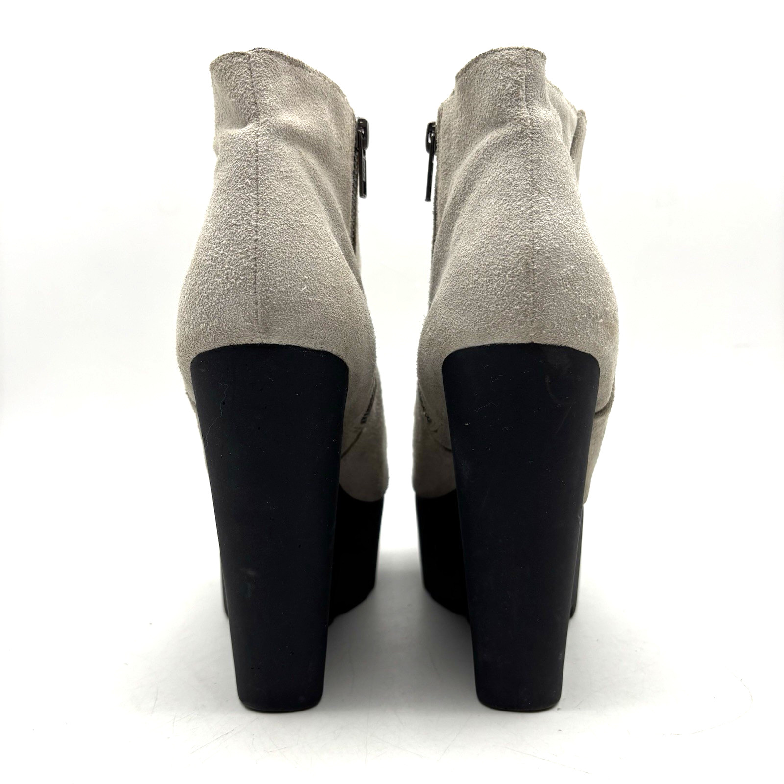 Vintage 00s Y2K Cheap Monday Monolith Gray Suede Leather Platform Wedge Boots 9