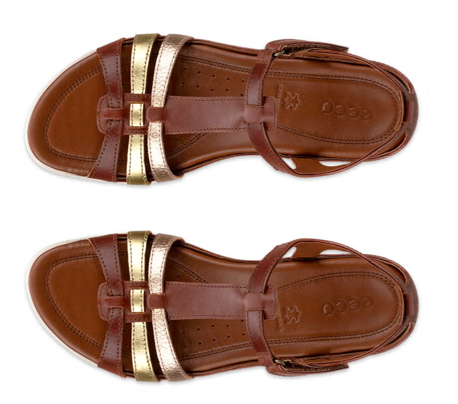 NEW $135 Ecco Women’s Flash Brown Sandals T Strap EU37 US 6-6.5 Slide Shoes