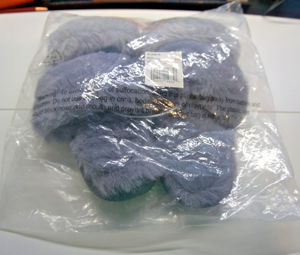 Lot of 4 – LC Lauren Conrad Double Band Faux Fur Slide Slippers Gray M 7/8