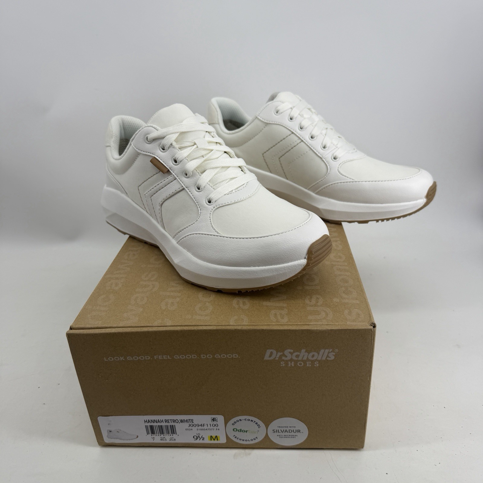 Dr. Scholl’s Womens Hannah Retro Fashion Sneakers White Size 9.5 Odor Control