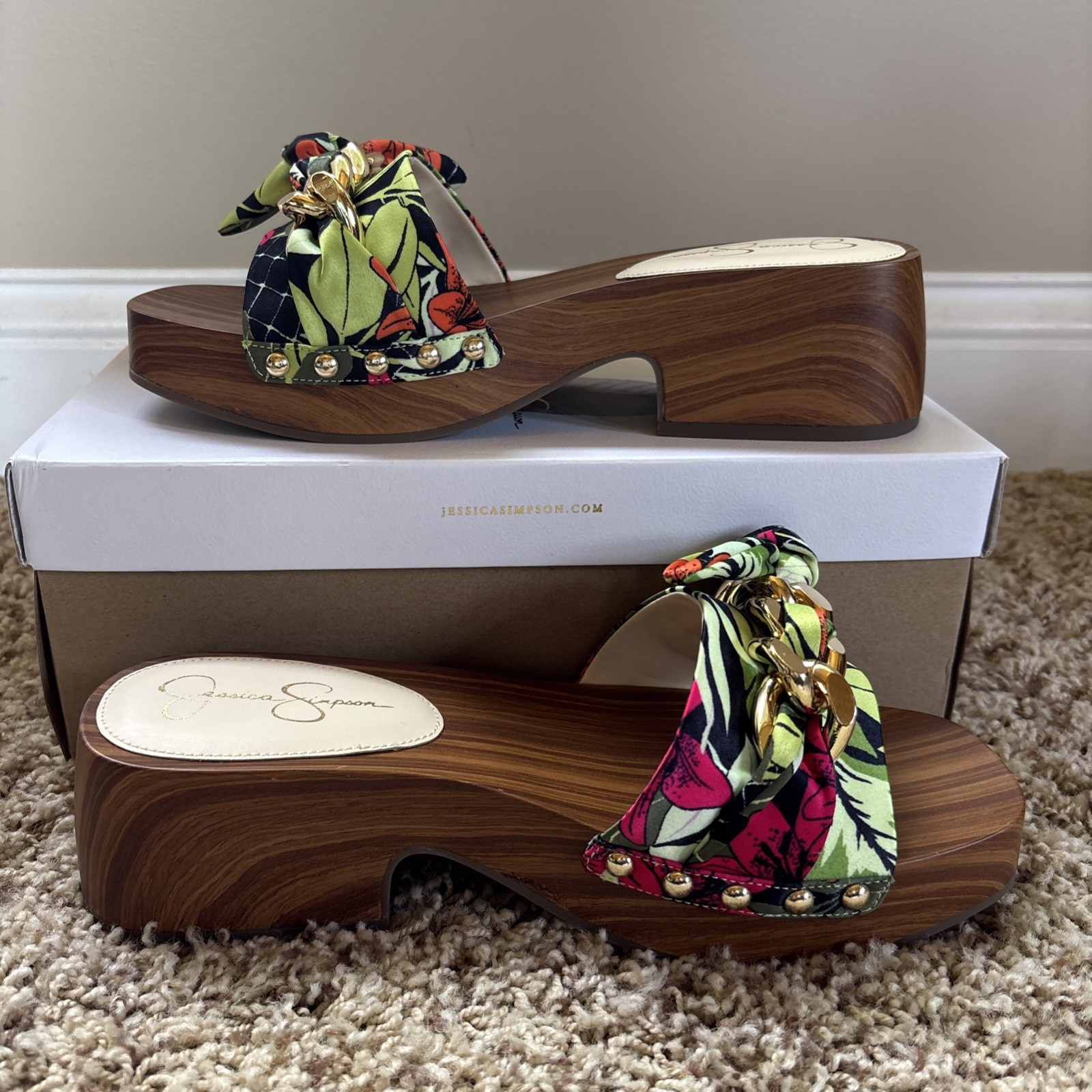 Free Ship! Jessica Simpson JS-Resima Tropical Multi Clog Sandals Size 8.5