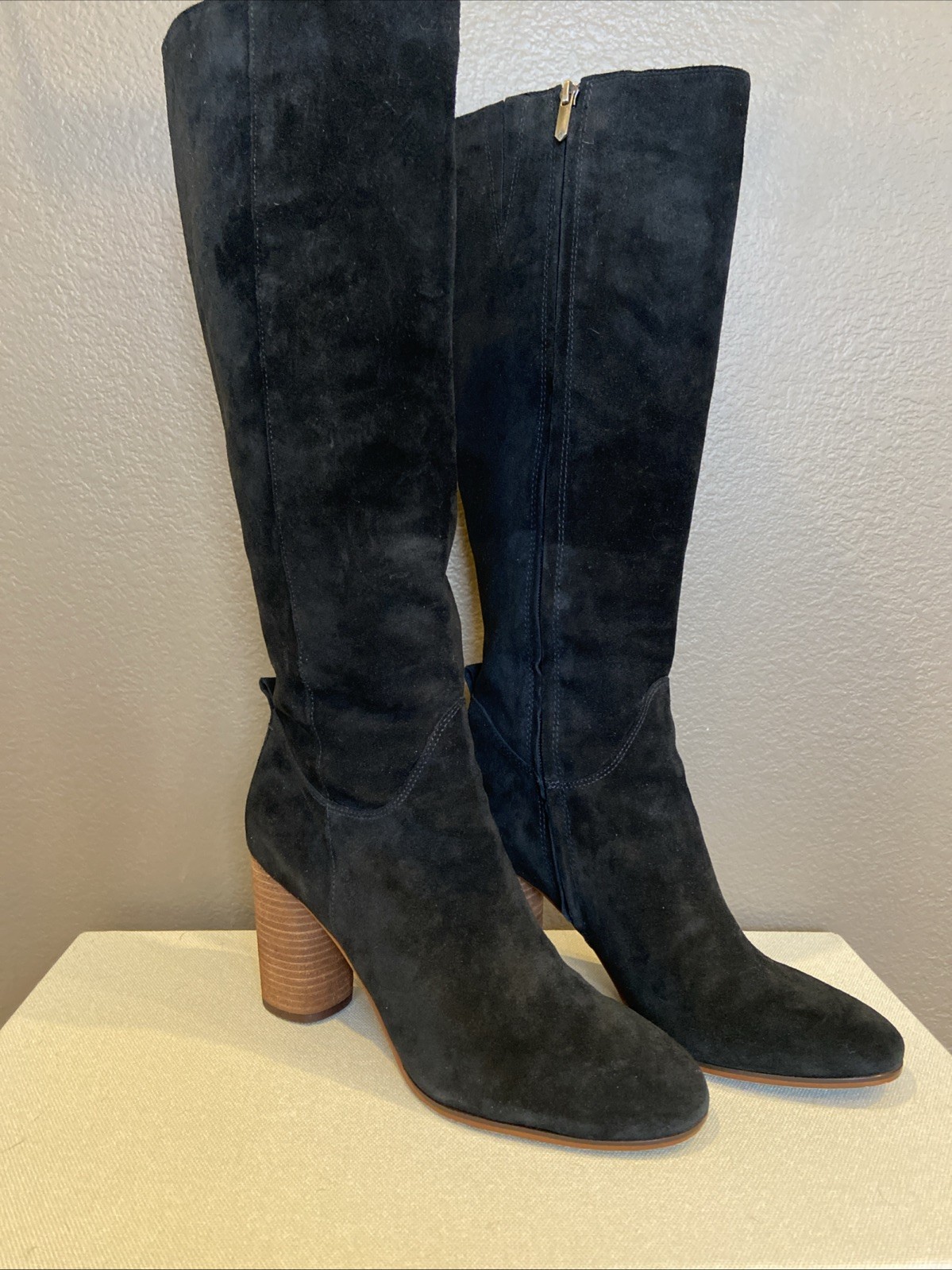 Sam Edelman Camellia Black Suede Tall Boots Women’s Size 10 pre-owned EXCELLENT