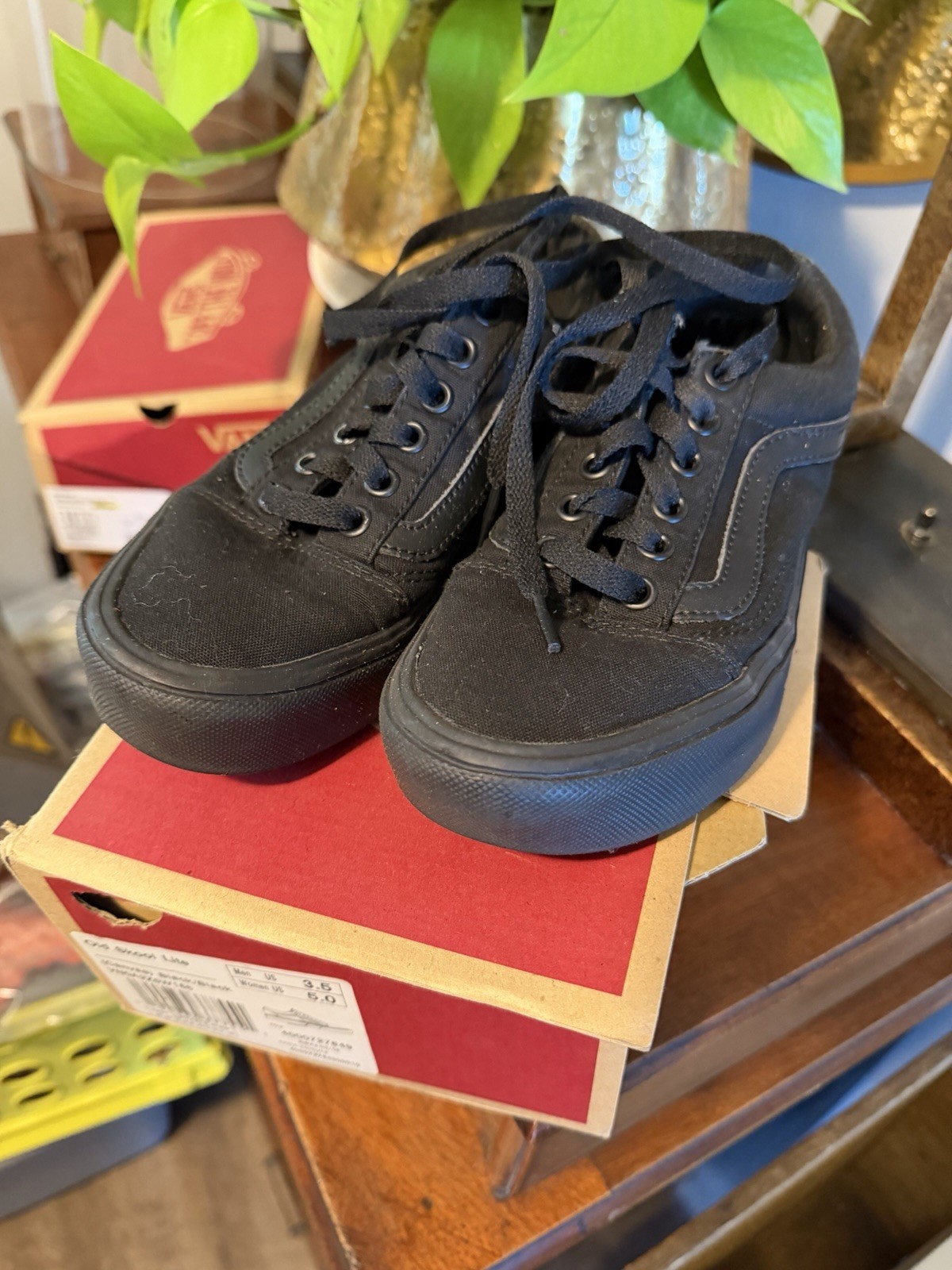 VANS Old Skool Black Skate Sneakers Shoes Women 5 Men 3.5
