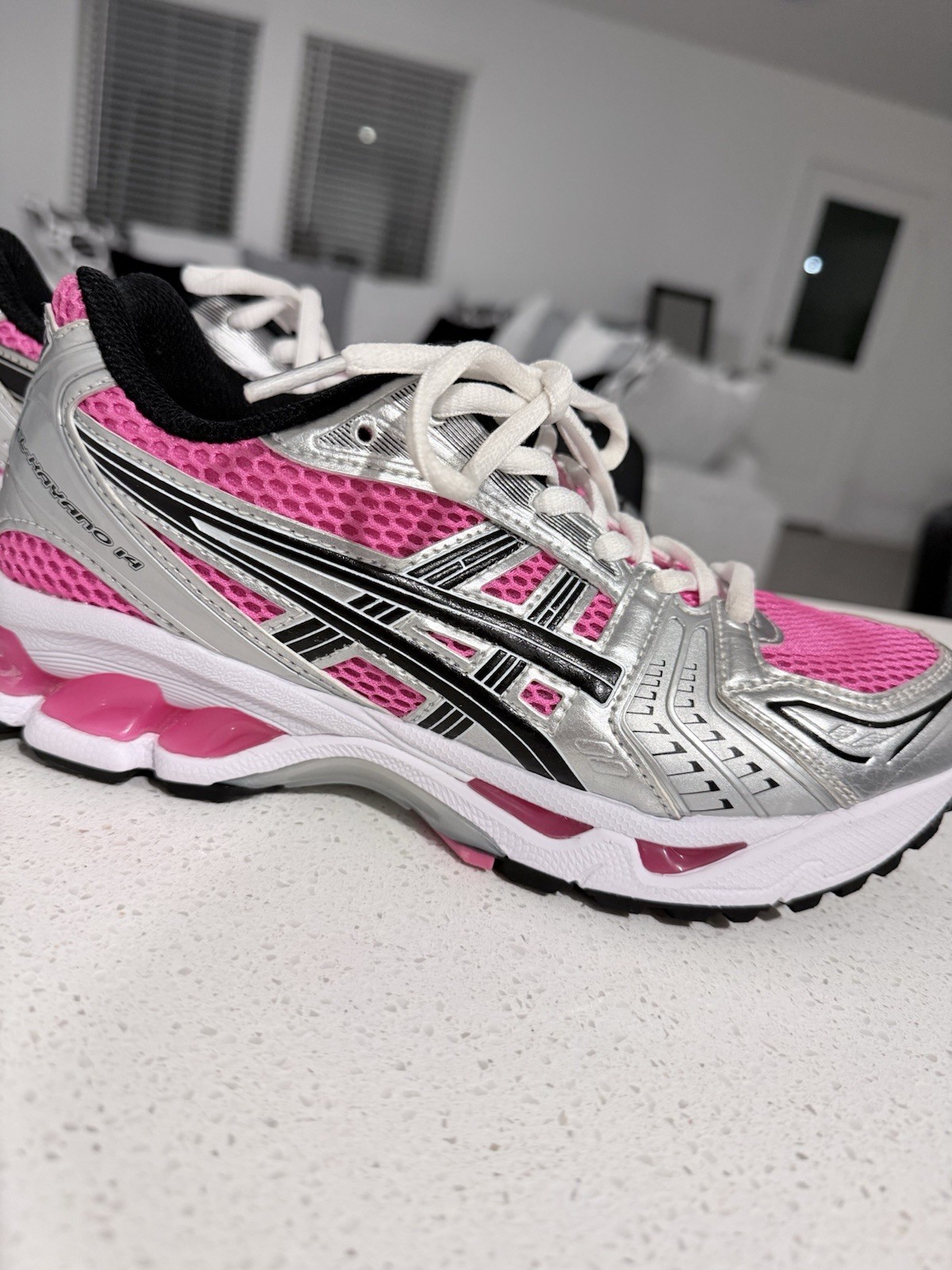 ASICS GEL-Kayano 14 Women’s Mesh Low Top Sneakers Pink Silver Black White