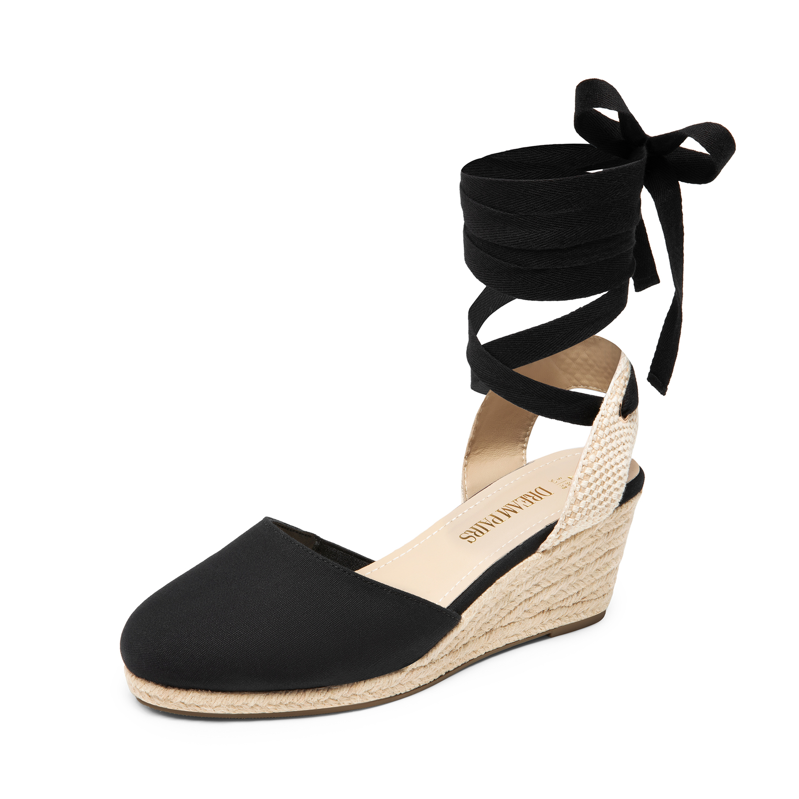 Women Espadrilles Wedge Sandals Close Toe Lace Up Vacation Dress Sandals
