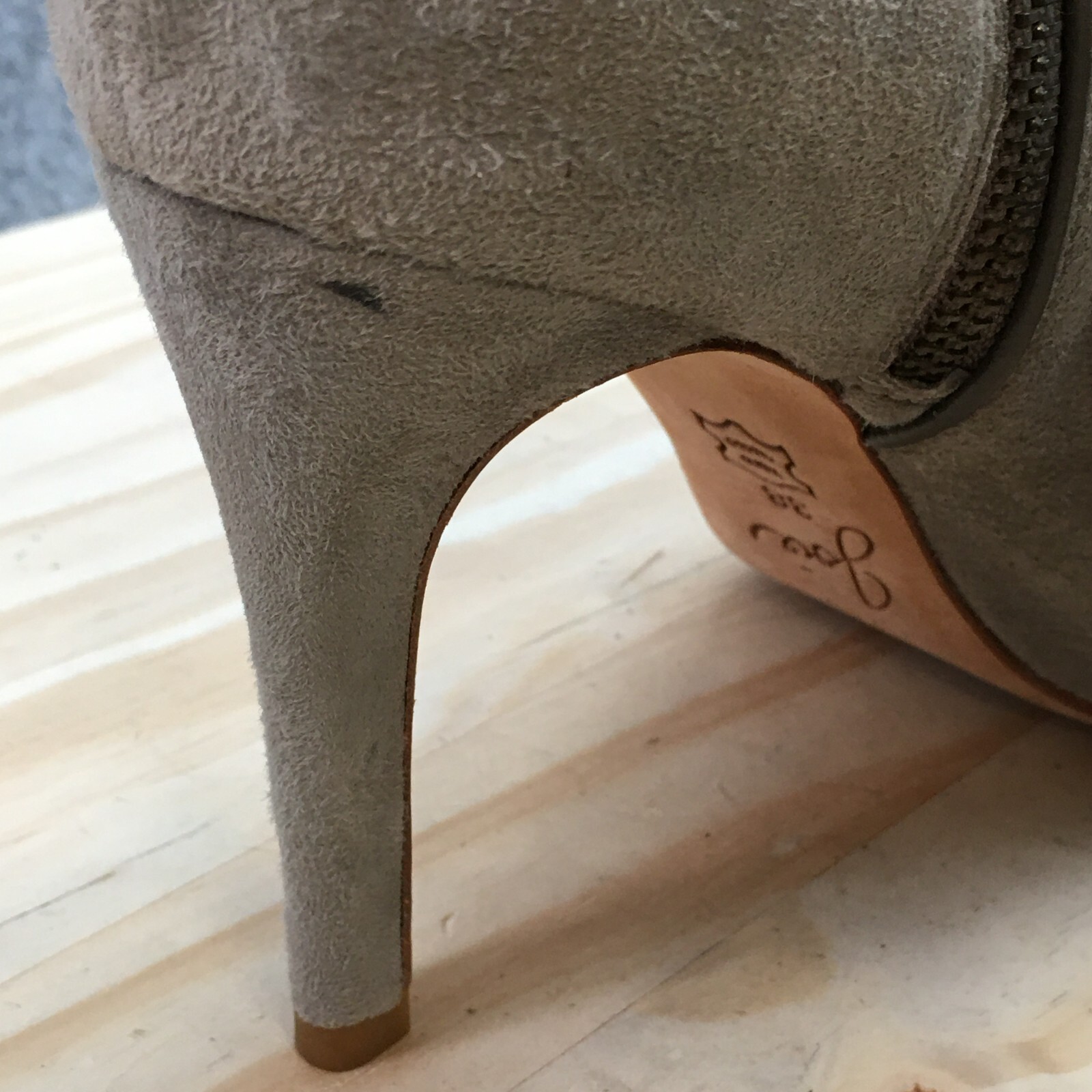 Joie Boots Womens 38 Ankle Booties Gray Suede Stiletto Heels Peep Toe Zip