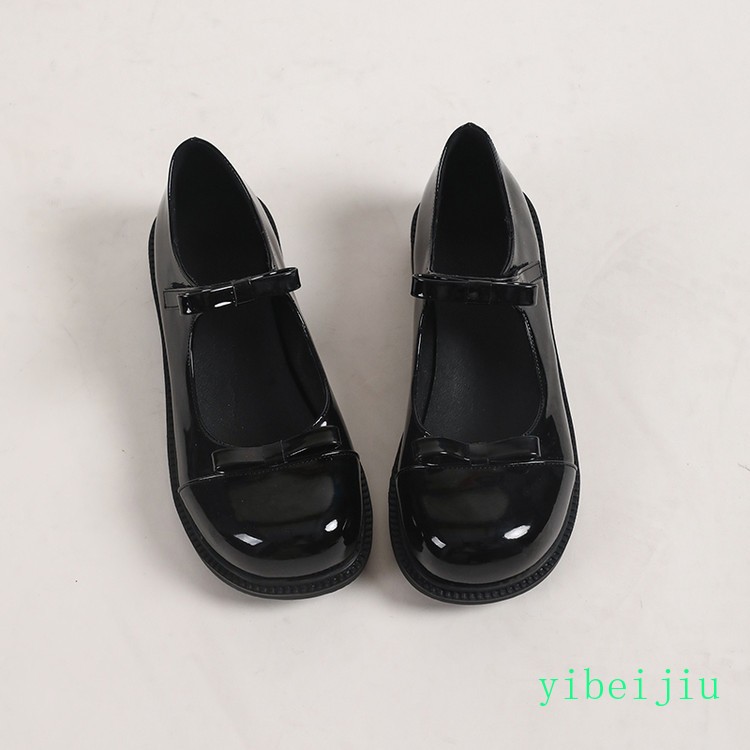 Womens Ladies Mary Jane Leather Shoes Bowknot Patent Leather Casual Loafers New