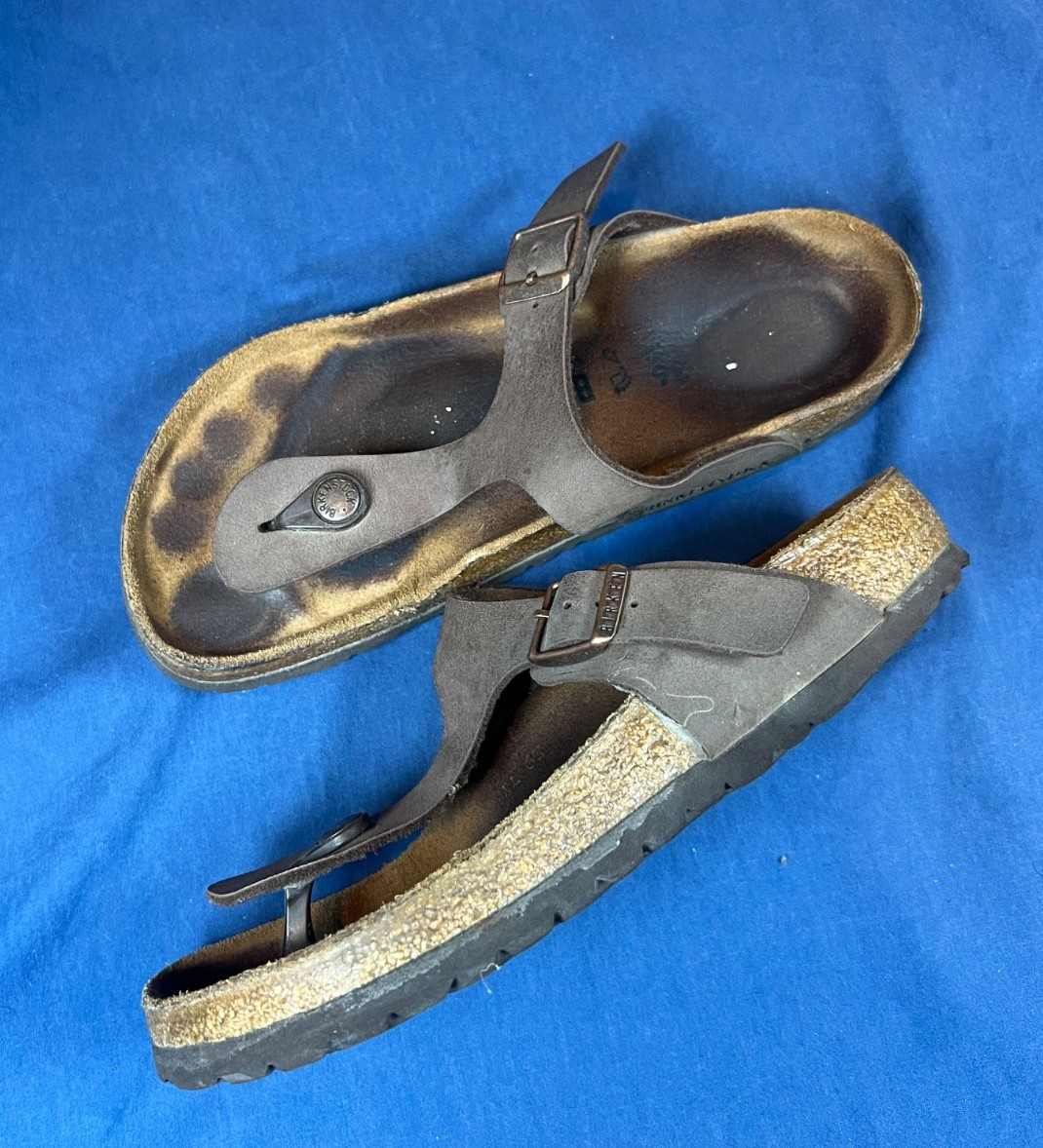 Womens 36 Birkenstock Gizeh Brown T Strap Sandals Thong Straps Comfy Germany Toe