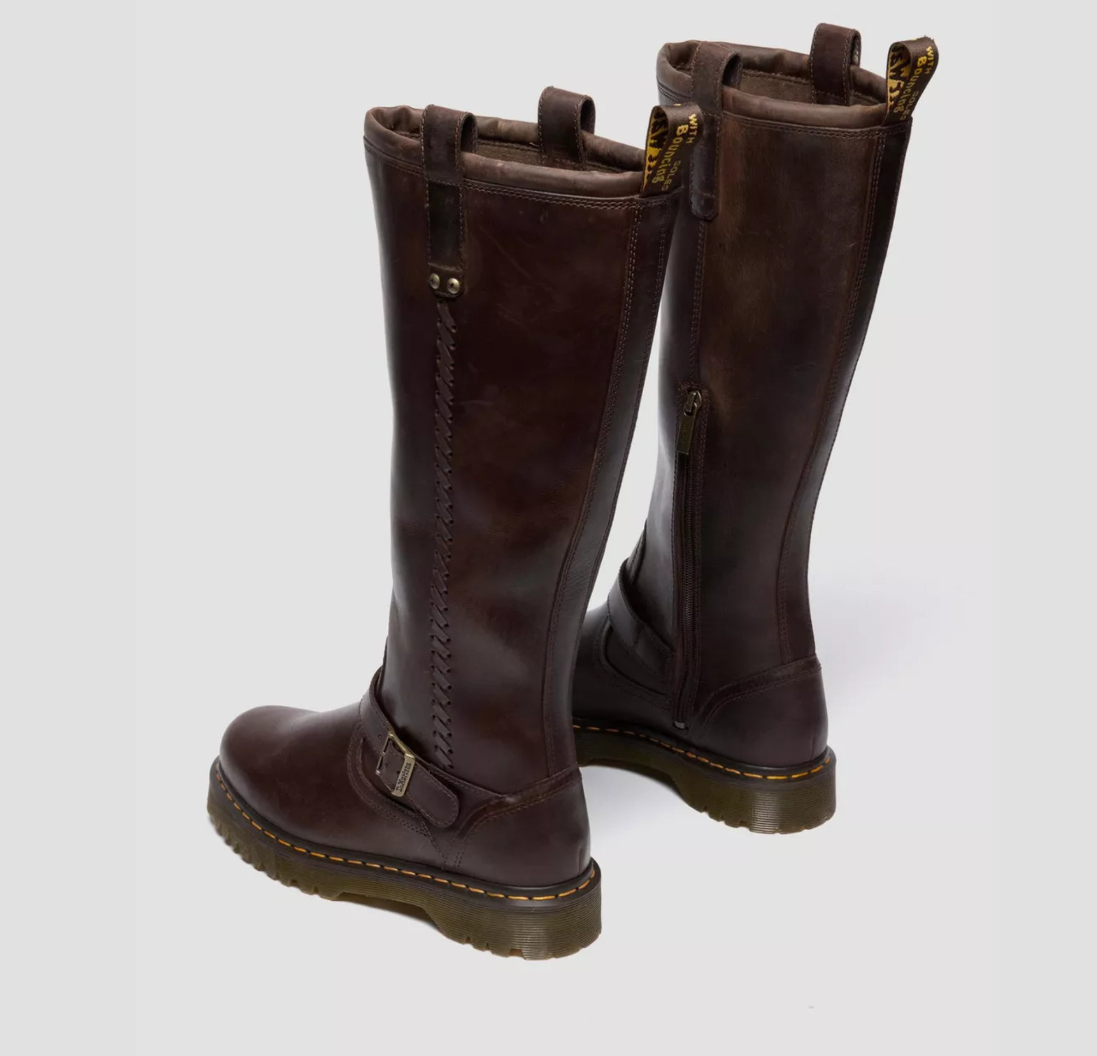 DR. MARTENS ANISTONE KNEE HIGH Orleans Leather Biker Boot MSRP$290 Punk&Timeless