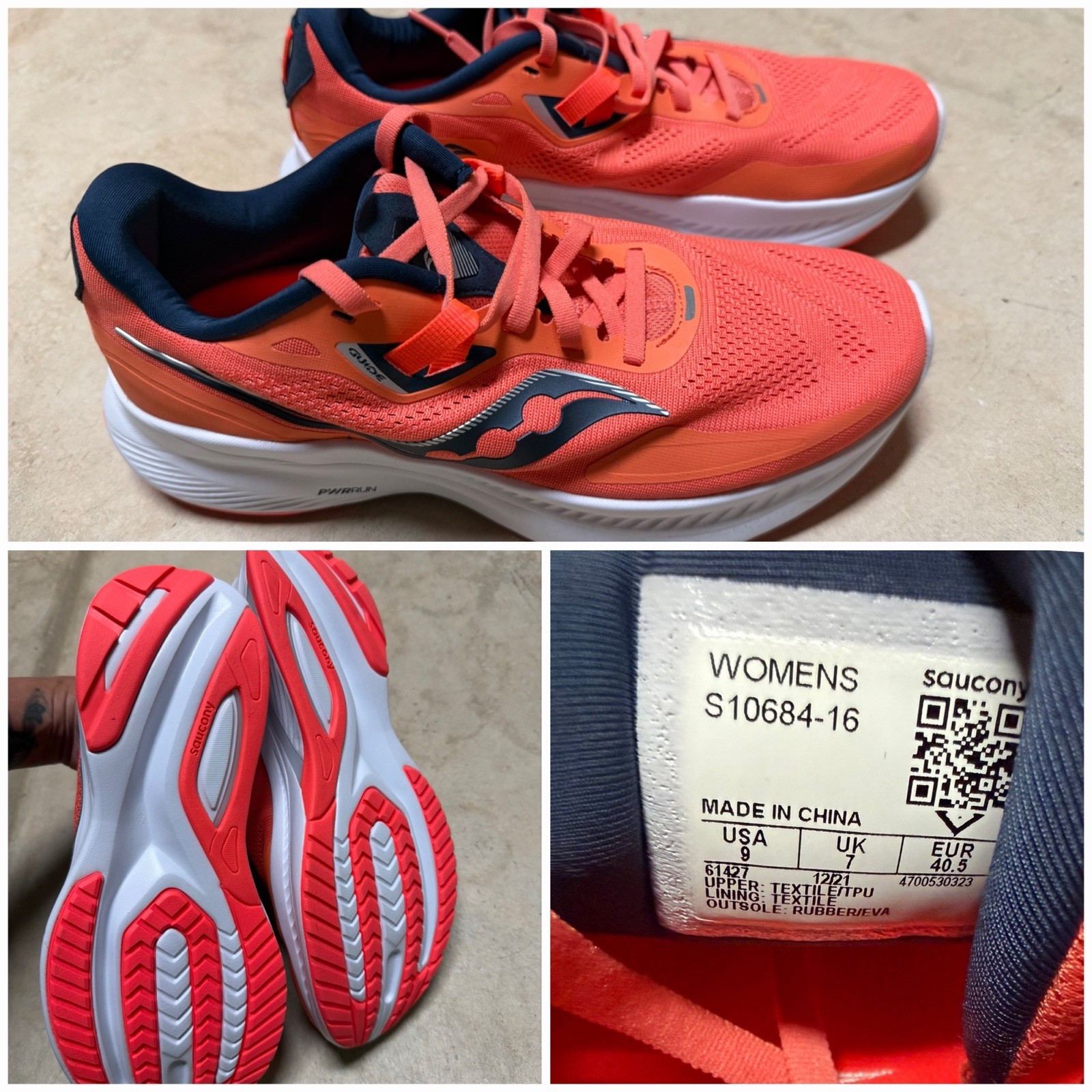 Saucony Guide 15 Women’s Running Shoes Lace-Up Orange/Navy Low Top S10684-16