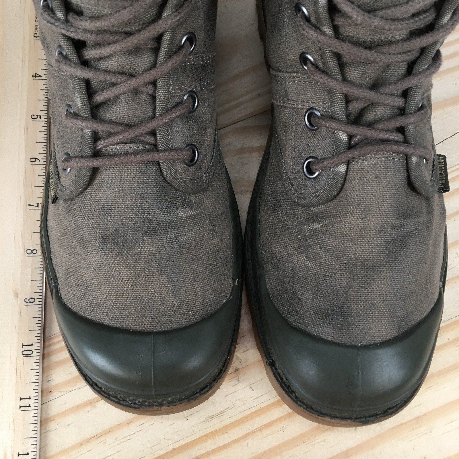Palladium Pallabrouse Wax Boots Mens 7 Womens 8.5 Hiking Lace Up Canvas Gray