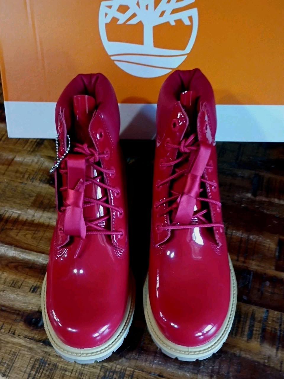 Womens Timberland Premium 6″ Boot Waterproof Red Patent Leather TB0A43F8A5G Sz 7