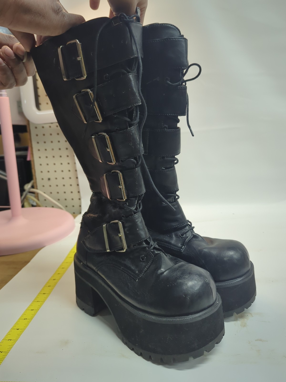 Demonia Tall Boots Womens 8 Mens 6 Gothic Punk Buckle