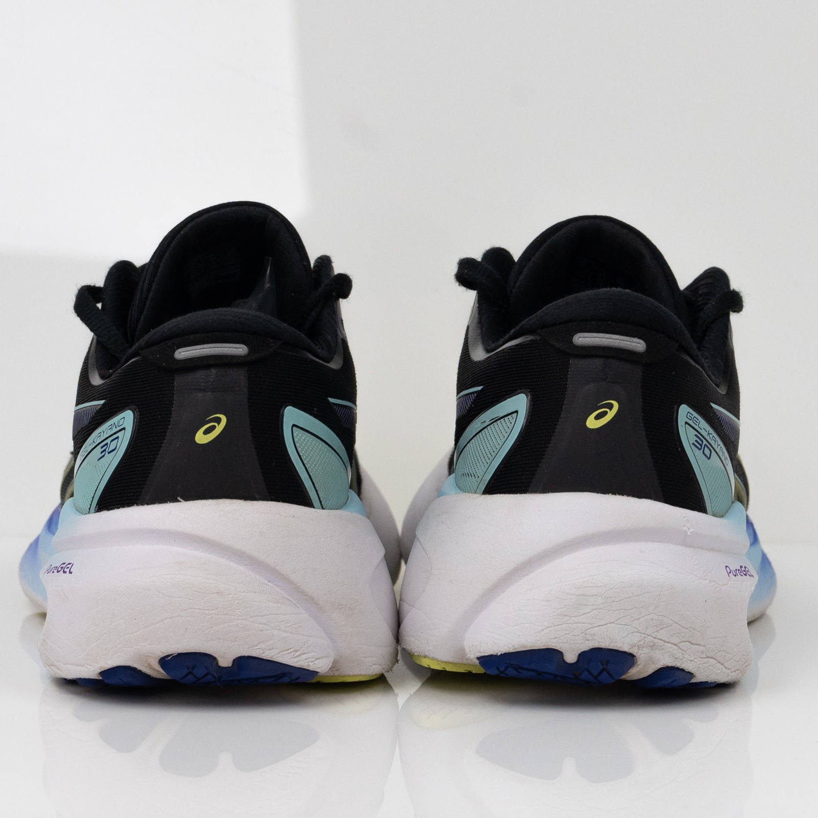 Asics Gel Kayano 30 Black Blue Glow Yellow Women Size 8.5