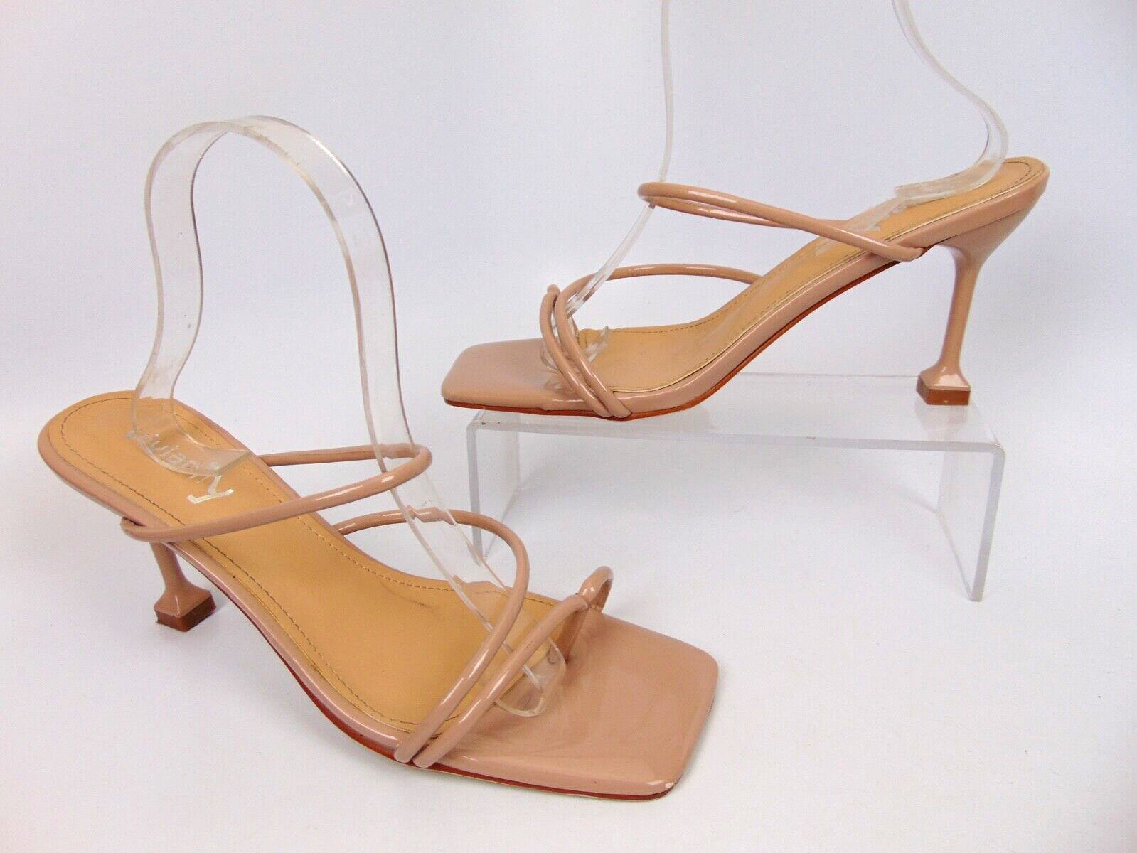 Viviany Bloc Heels Dress Women’s Evening Heels Sandals Size 8.5 M, Nude Leather