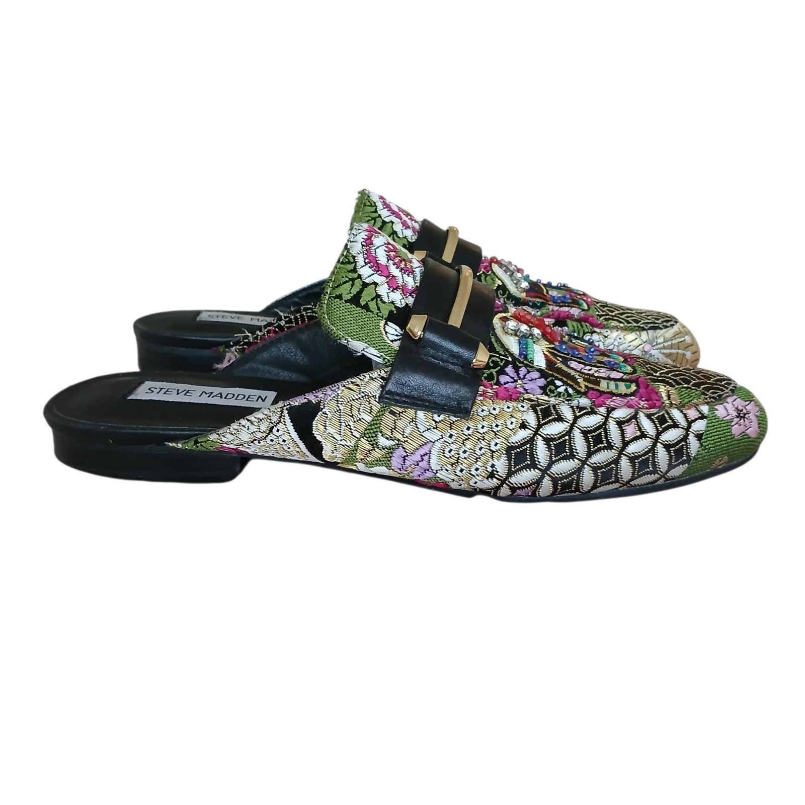 STEVE MADDEN Kera Embroidered Tapestry Beaded Elephant Mules Women’s 8 Whimsical