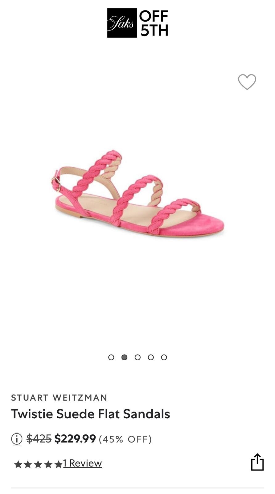Size 8-Stuart Weitzman Twistie Pink Suede Ankle Strap Flat Sandal Women’s