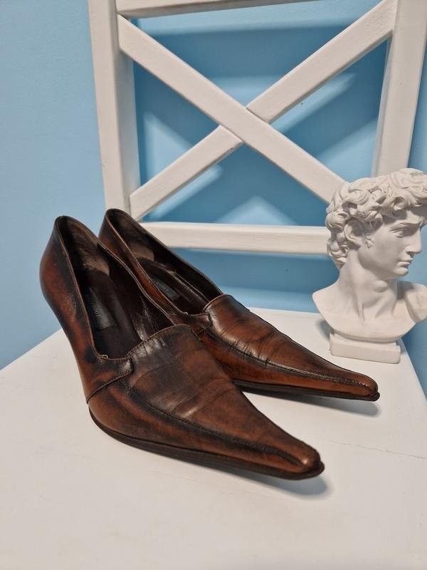Women Navyboot Heels Brown Leather 37 #B9OI
