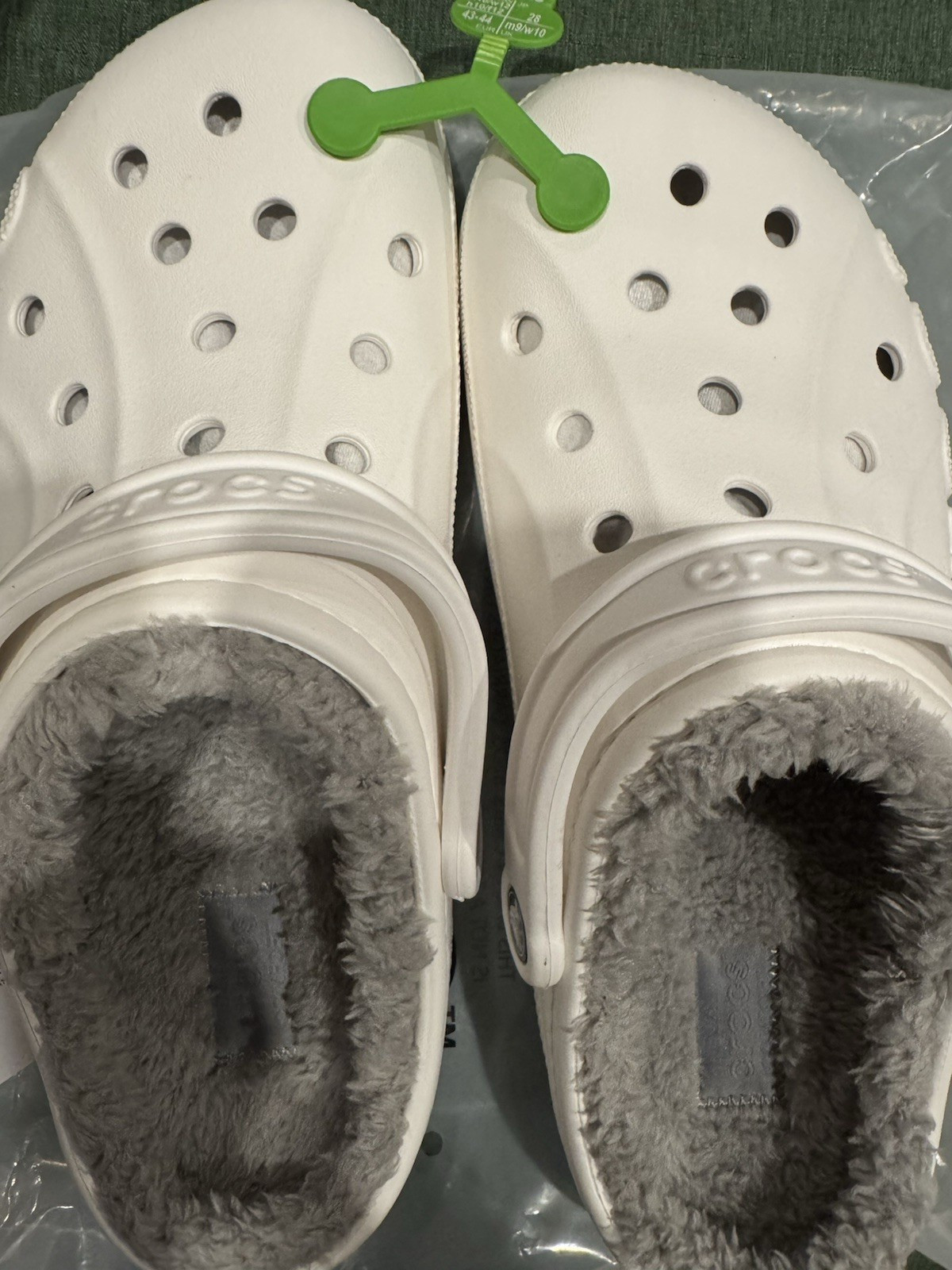 Crocs Baya Lined Clog Faux Fur Lined Slip On White/Gray US 10 EU43-44