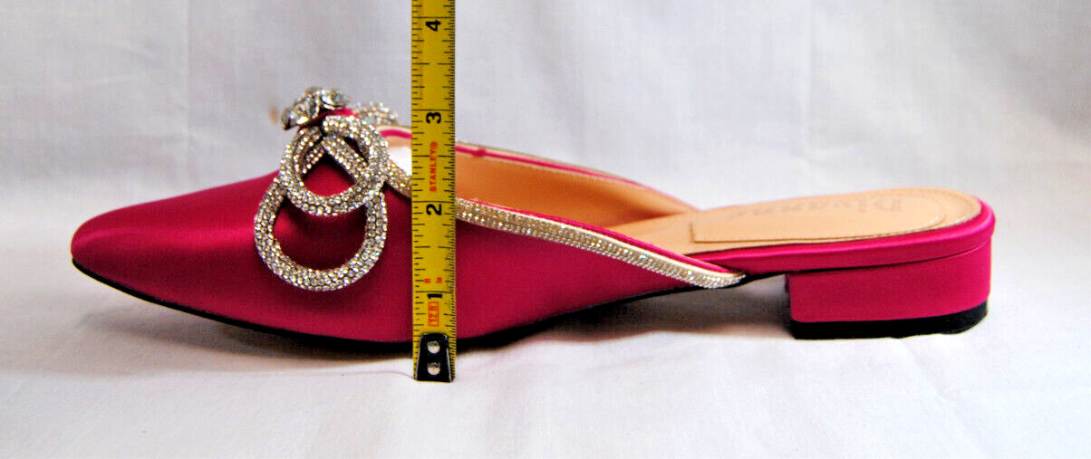 Divanne Women’s Flat Pointed Toe Backless Shoes with Rhinestone Bowknot T2358