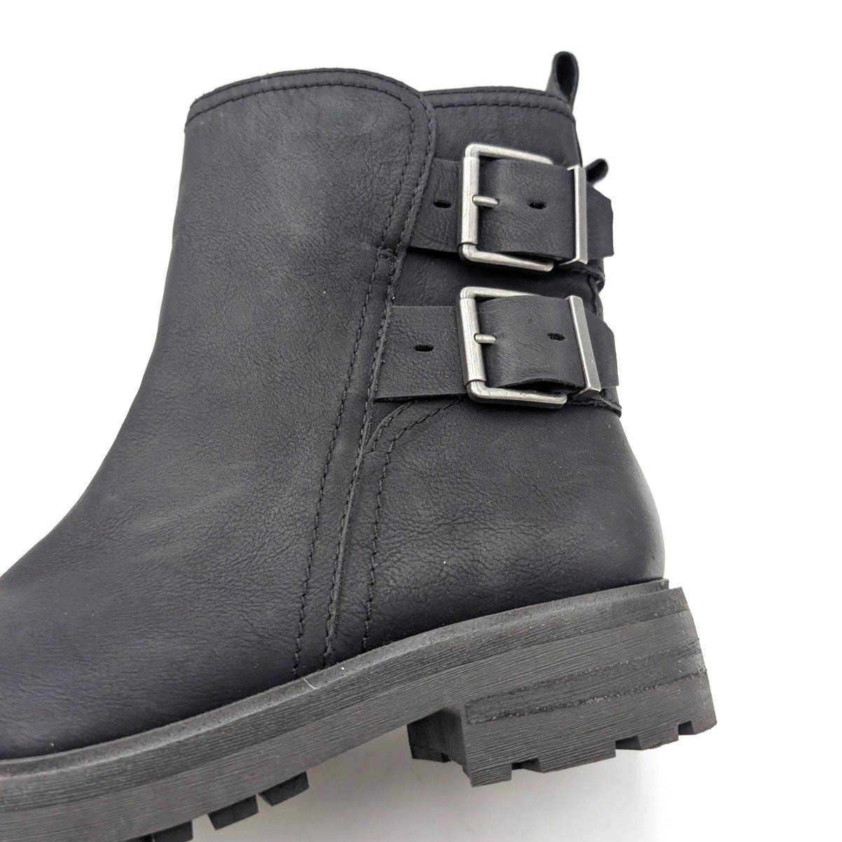 Lucky Brand Candre Double Buckle Lug Sole Boots Women’s Black Size US10M EU41.5