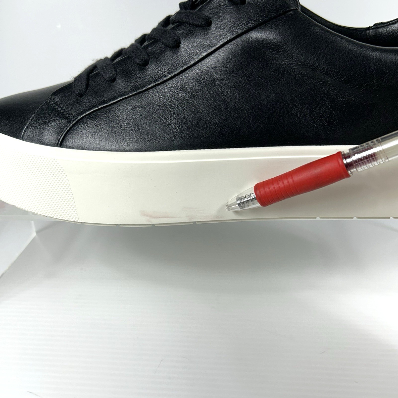 Vince. Size 8.5 Leather Platform Lace Up Sneaker NEW Black White Benfield $199
