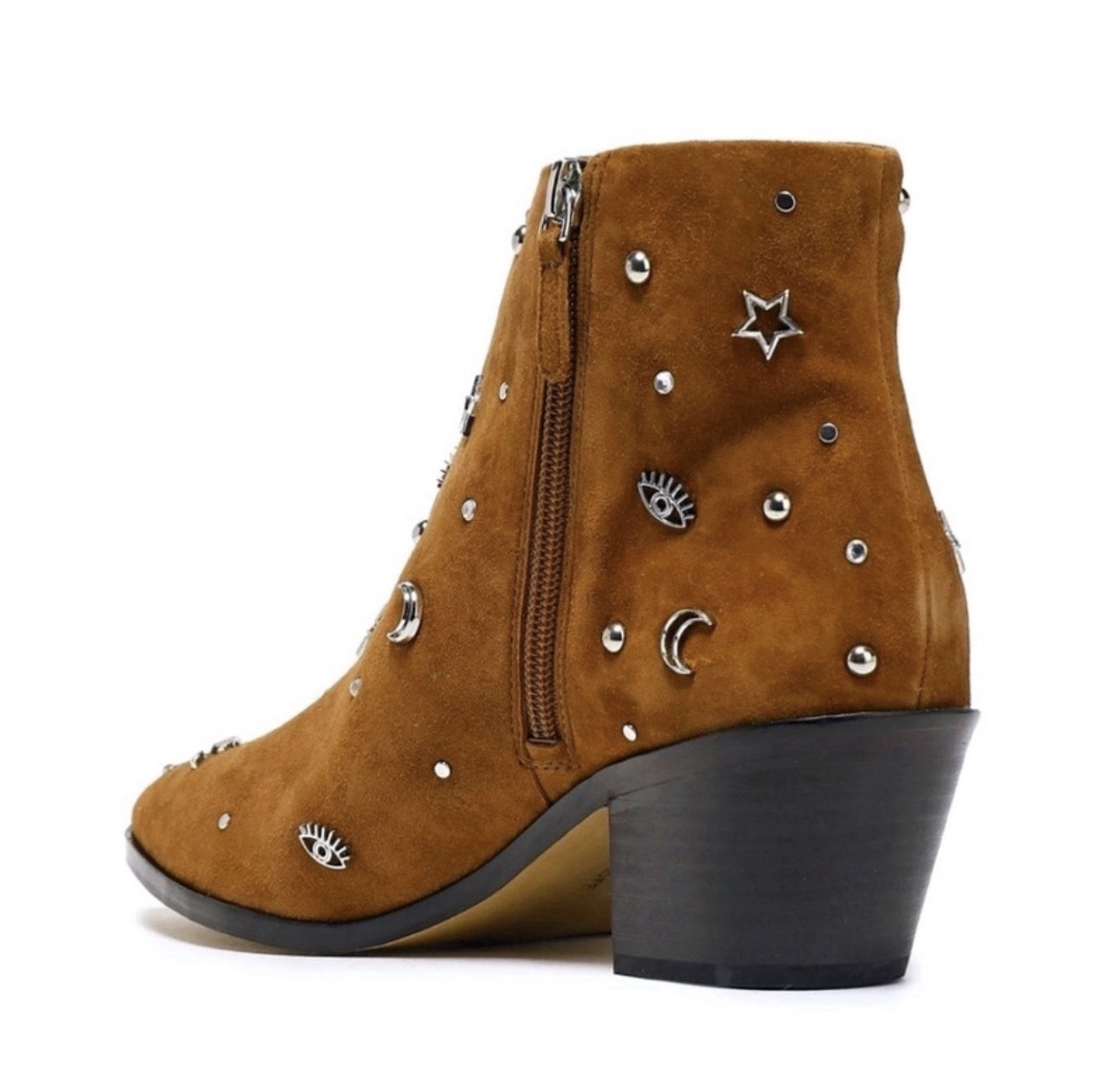 Rebecca Minkoff Lizzie Celestial Brown Silver Suede Studded Bootie Boot 7.5