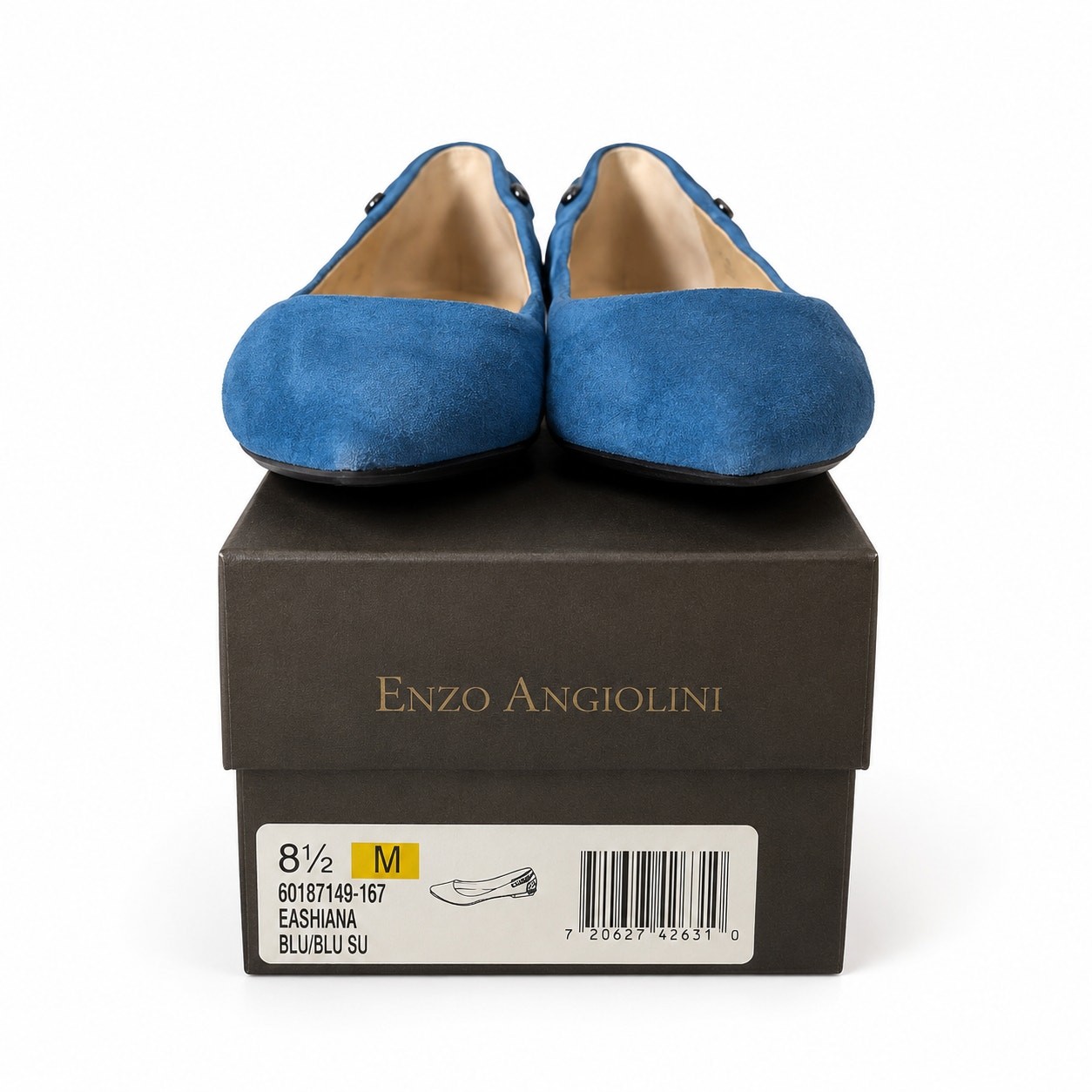 NWT Genuine Leather Enzo Angiolini Eashiana Blue Suede Ballet Flats Size 8.5