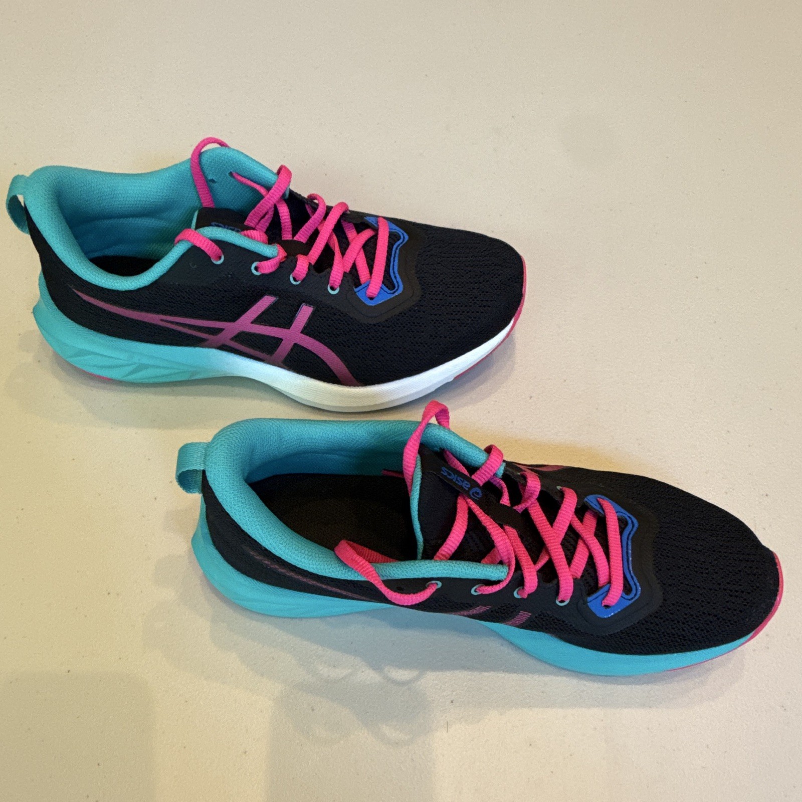 ASICS Women’s Athletic Sneaker Lace-Up Low Top Black Pink Blue Style 1012B368