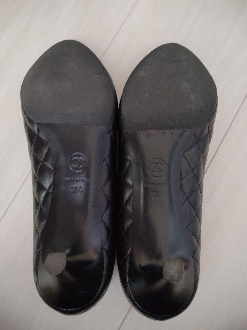 CHANEL Pumps Size 24cm 38 Calfskin High Heels Classic Style