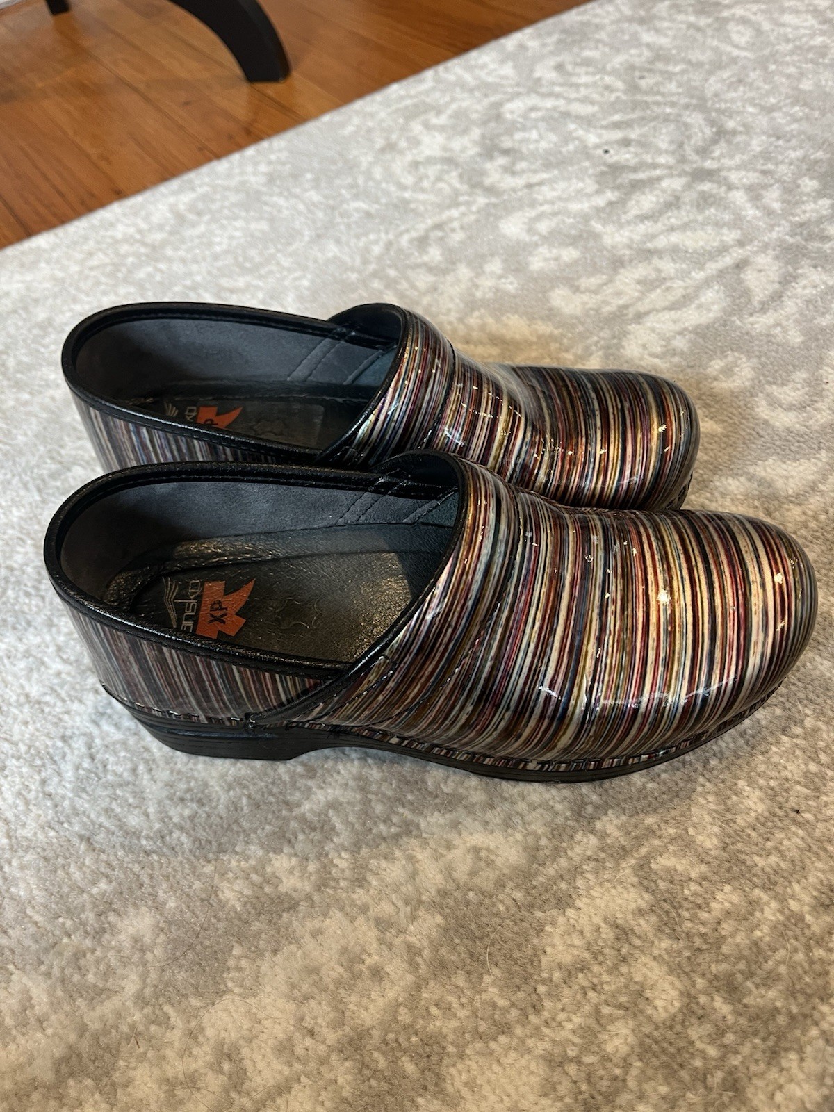 Dansko Women Multicolor Beige Stripe Nurses Clog Medical Shoe Size 38 (US 7.5-8)