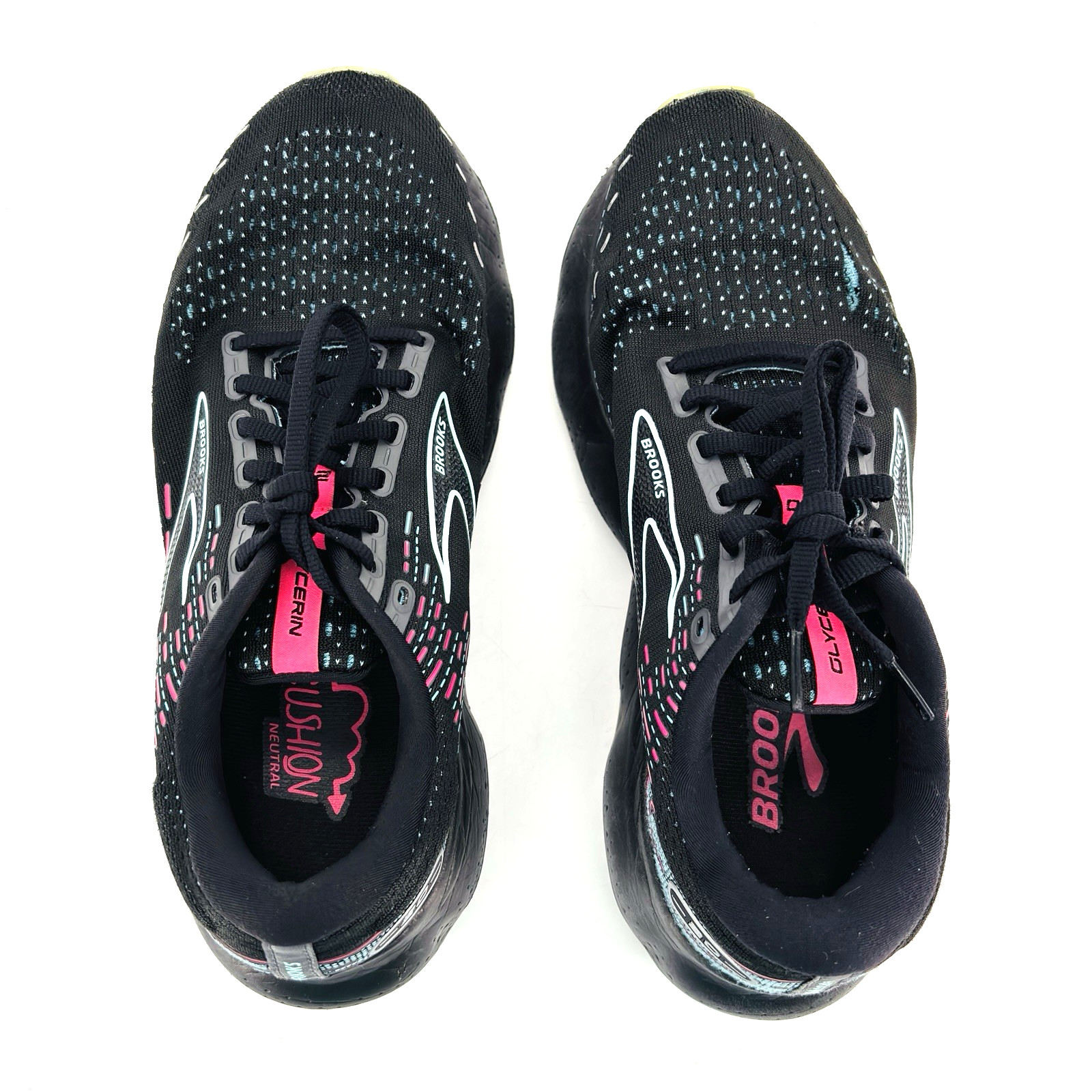 Womens 9.5 Medium B Brooks Glycerin 20 Black Blue Pink Running Shoes 1203691B005