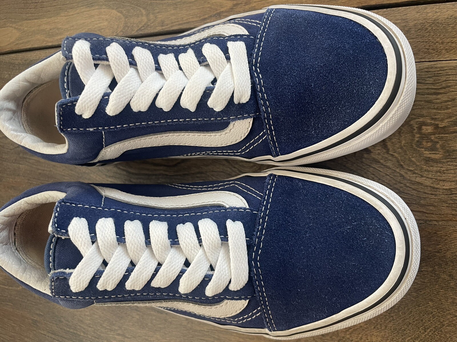 VANS Old Skool Suede Low Top Shoes Sneakers Blue White Women’s Size 5 Men 3.5