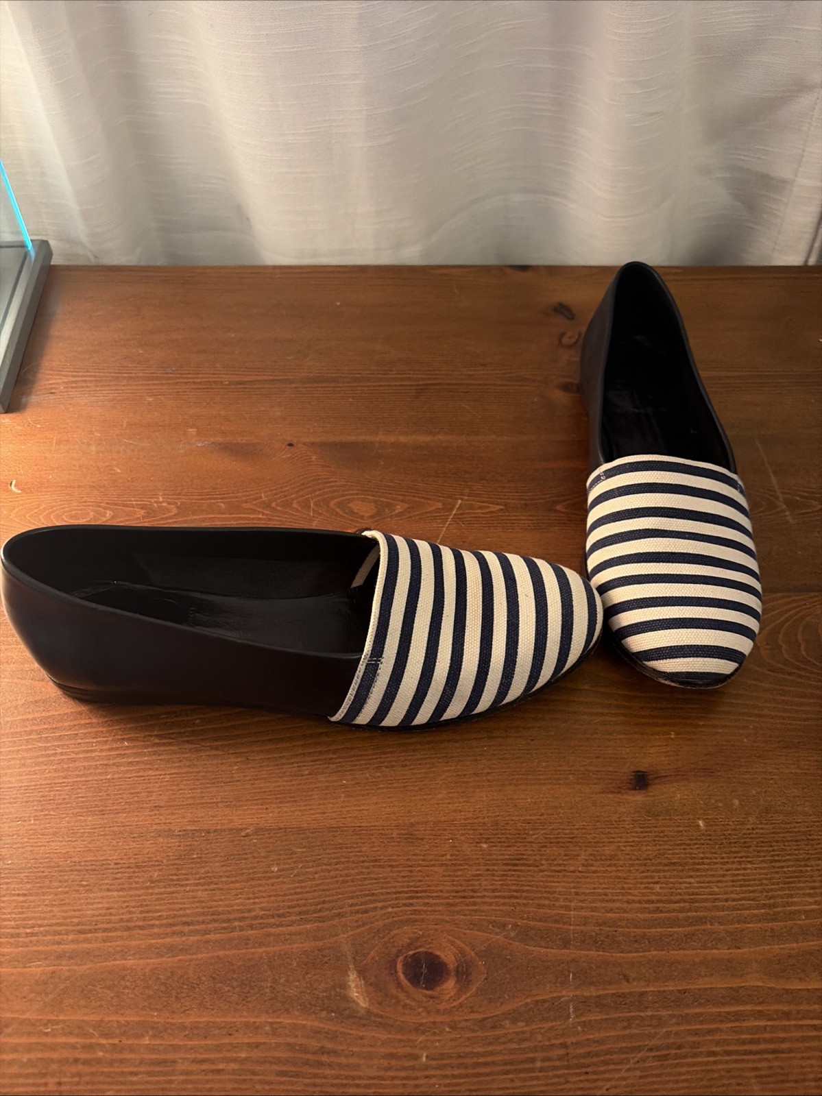 Cecilia Bringheli CB Made in Italy Blue/White Textile Loafer Flats Shoe 37.5 – 7