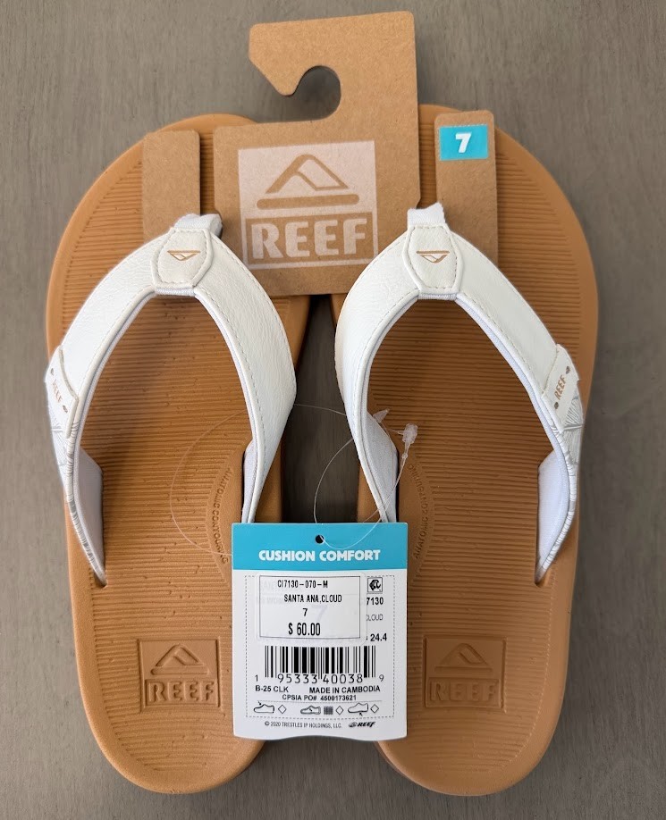 Reef Santa Ana Cloud Flip Flops Women’s 7 White Cushion Comfort NWT MSRP $60