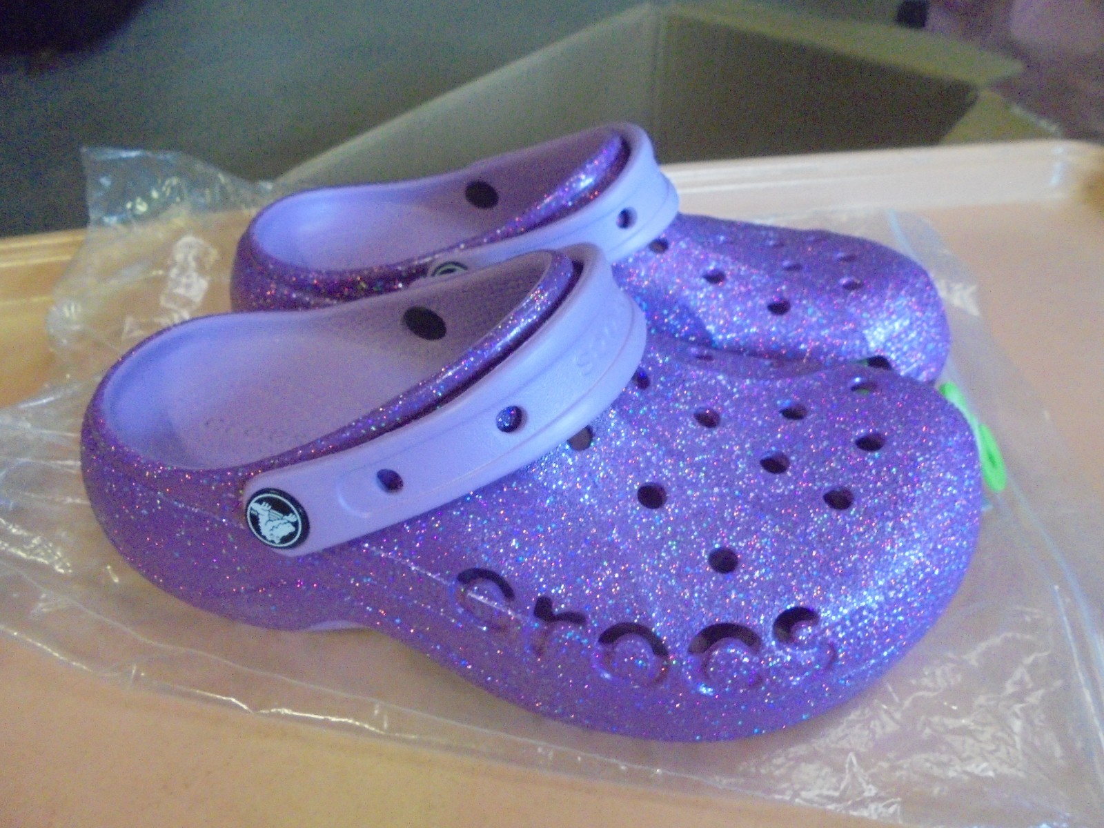 New Crocs Baya Platform Glitter Clog Women’s 7 Orchid