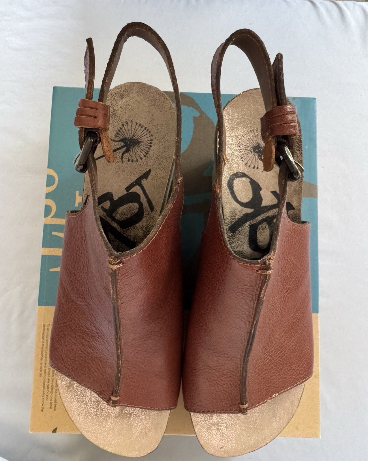 OTBT Jaunt Brown Leather Platform Wedge Sandals Womens Size 10 Box EUC