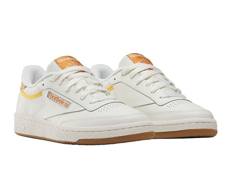85$ Reebok Club C 85 Leather Upper Sneakers Women’s Size 8 US/38 EU White Orange