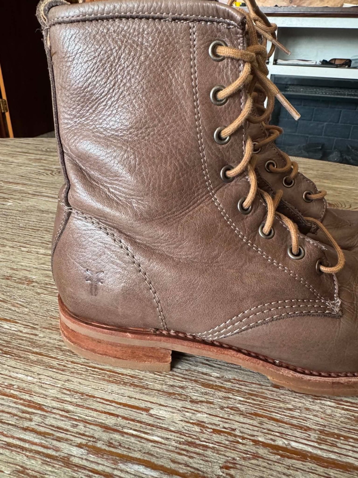 Frye Boots Brown Leather Veronica Flex Combat Grunge Punk Bootie Sz 8.5 B