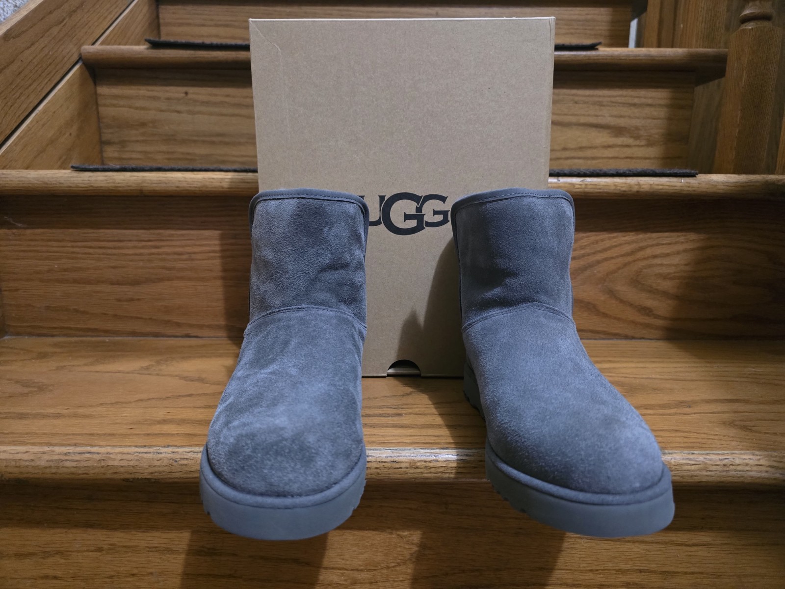 UGG Classic Mini Boot Gray Sheepskin Suede Cozy Size 6 NIB