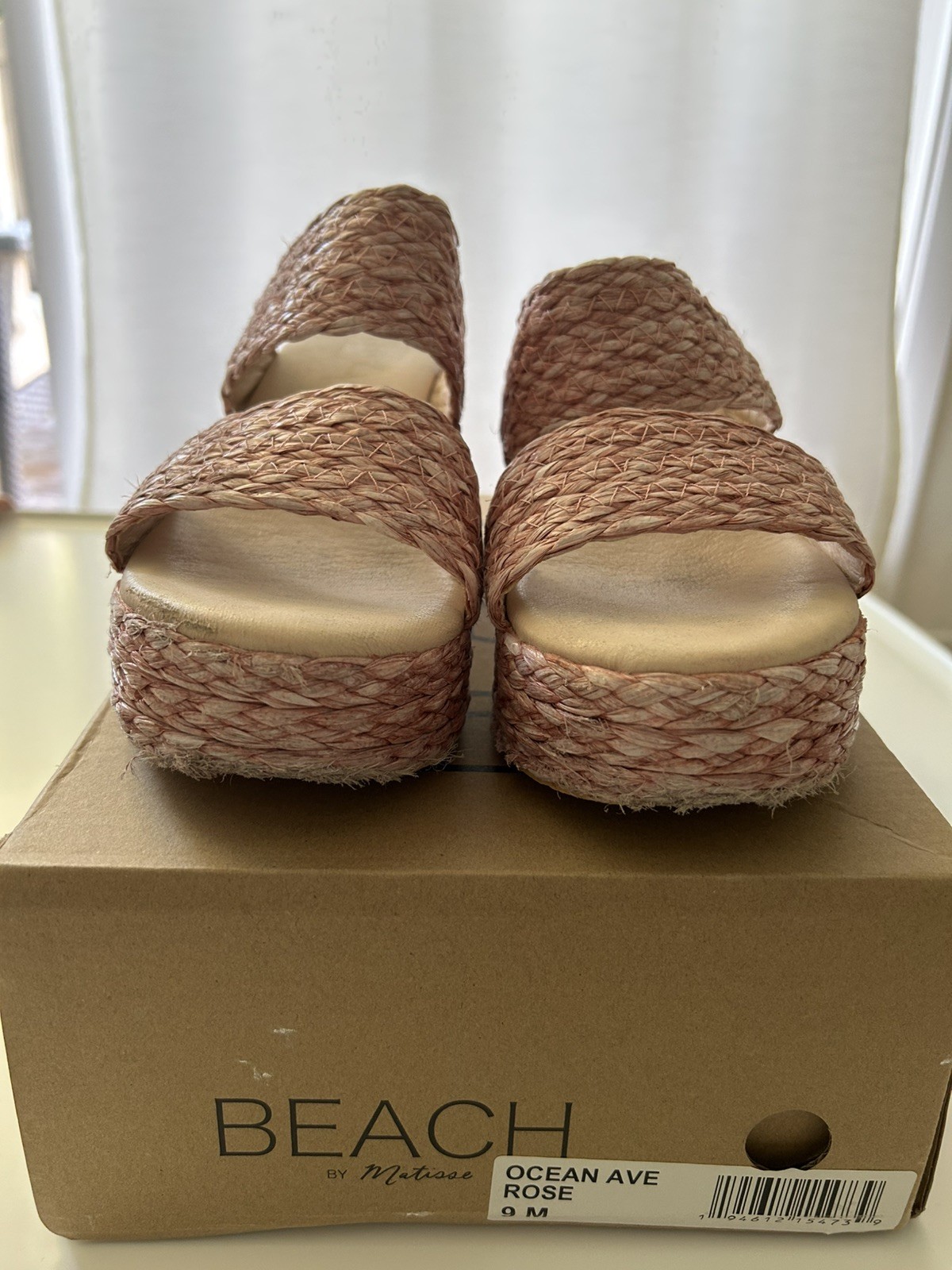 BEACH BY MATISSE OCEAN AVE ESPADRILLE SLIDE SANDALS ROSE WOMENS SZ 9