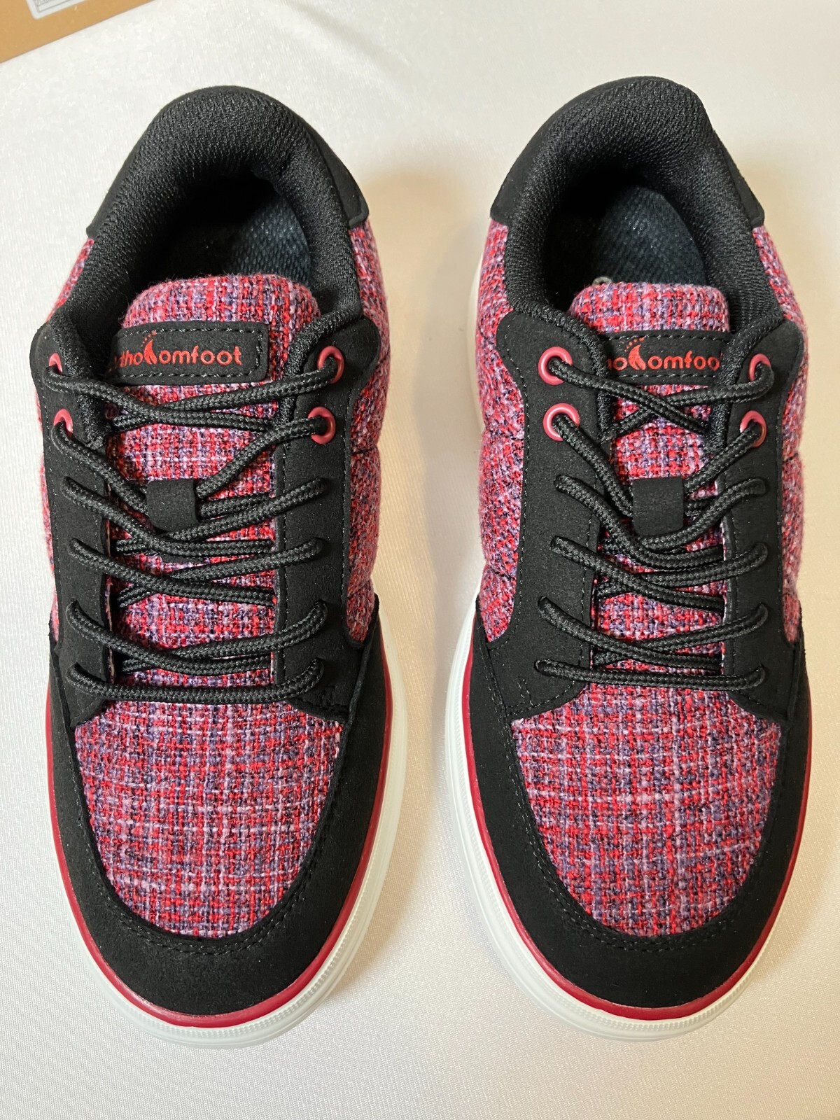 Ortho Comfoot Womens Platform Sneakers Size 6 Black Red Tweed Plaid Preppy NWT