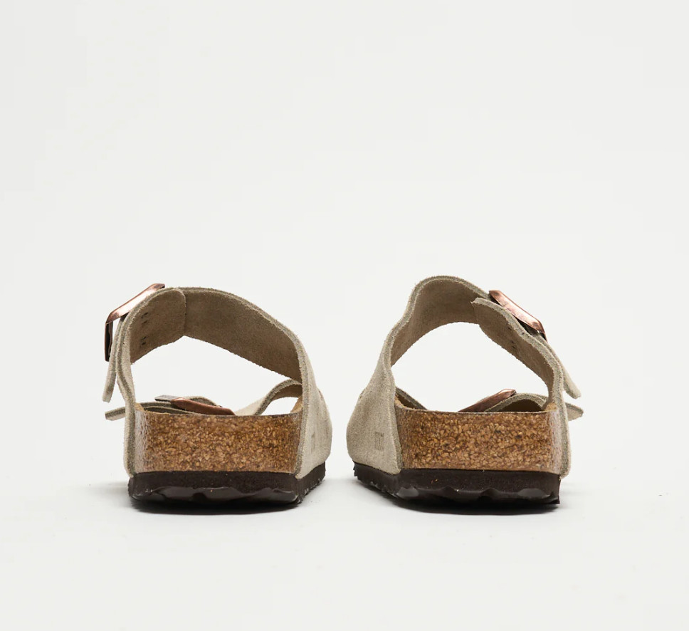 Birkenstock Arizona Soft Footbed Taupe Suede Leather Sandals