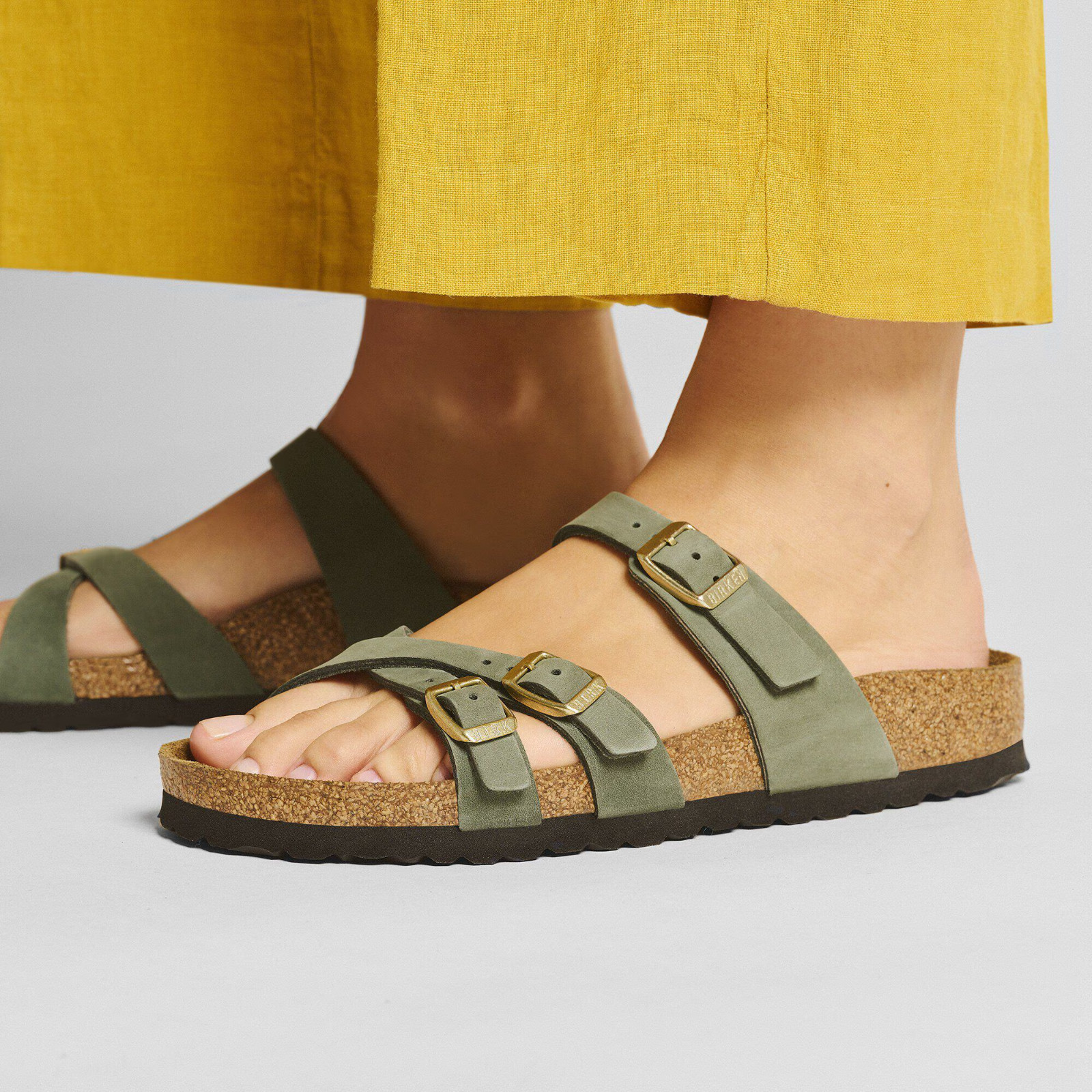Birkenstock Franca Leather Sandals Thyme Green Womens Size 40 US 9 Regular/Wide