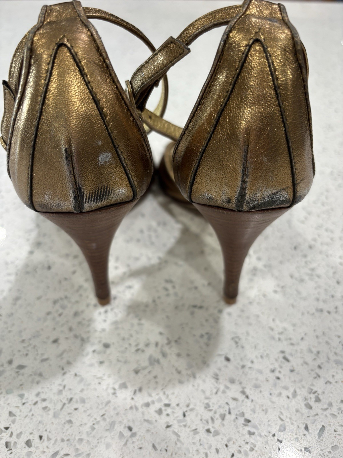 Roberto Cavalli-JustCavalli- Gold Leather Sandals- Size 37 1/2