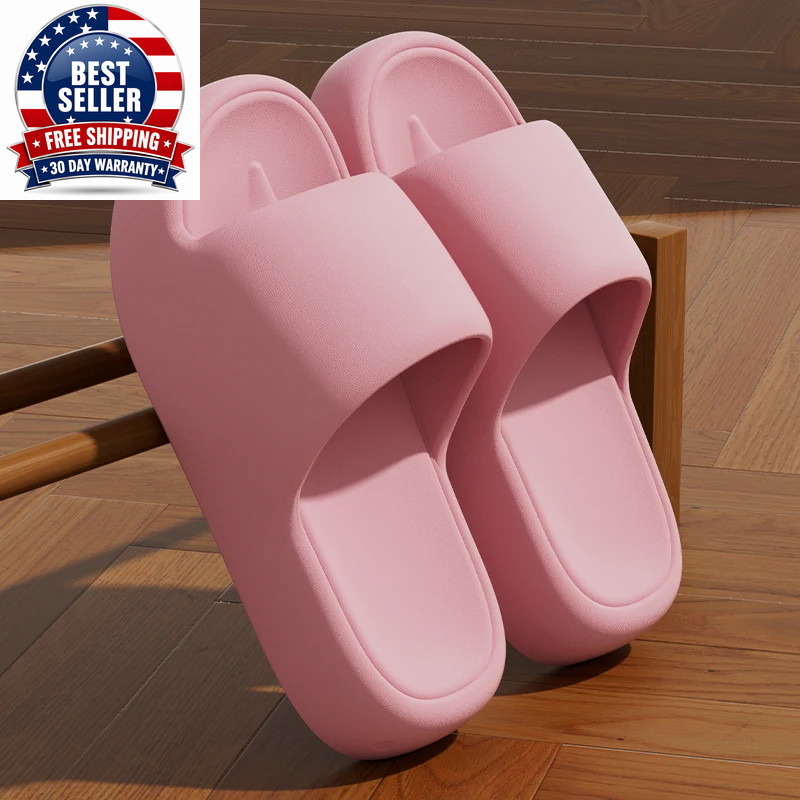 Unisex Non Slip Bathroom Home Slippers Soft Sole EVA Pillow Slides Summer Flat B