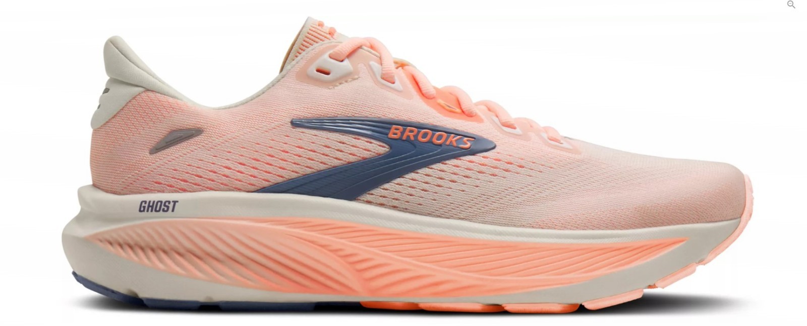 Brooks Women’s Ghost 18 Running Shoes, Star White/Cyber Peach/Grey (NEW)