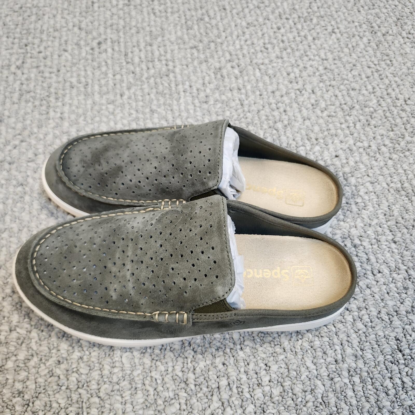 Spenco Olive Perforated Suede Slip-on Shoes Size 8.5 D New With Box
